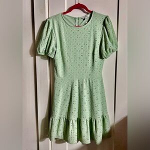 Speechless x Macy’s NWT Juniors green eyelet puff-sleeve ruffle-hem dress